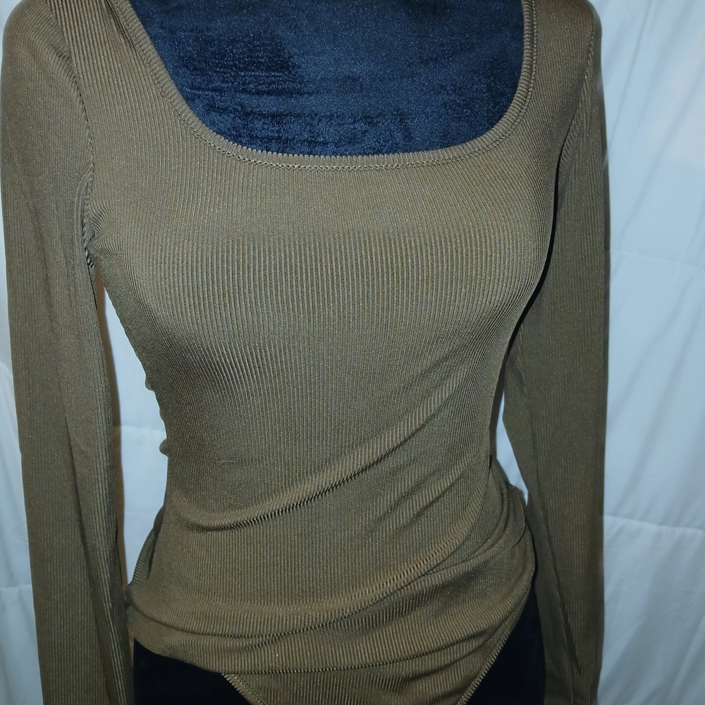 Elegant Coffee Brown Long Sleeve Top